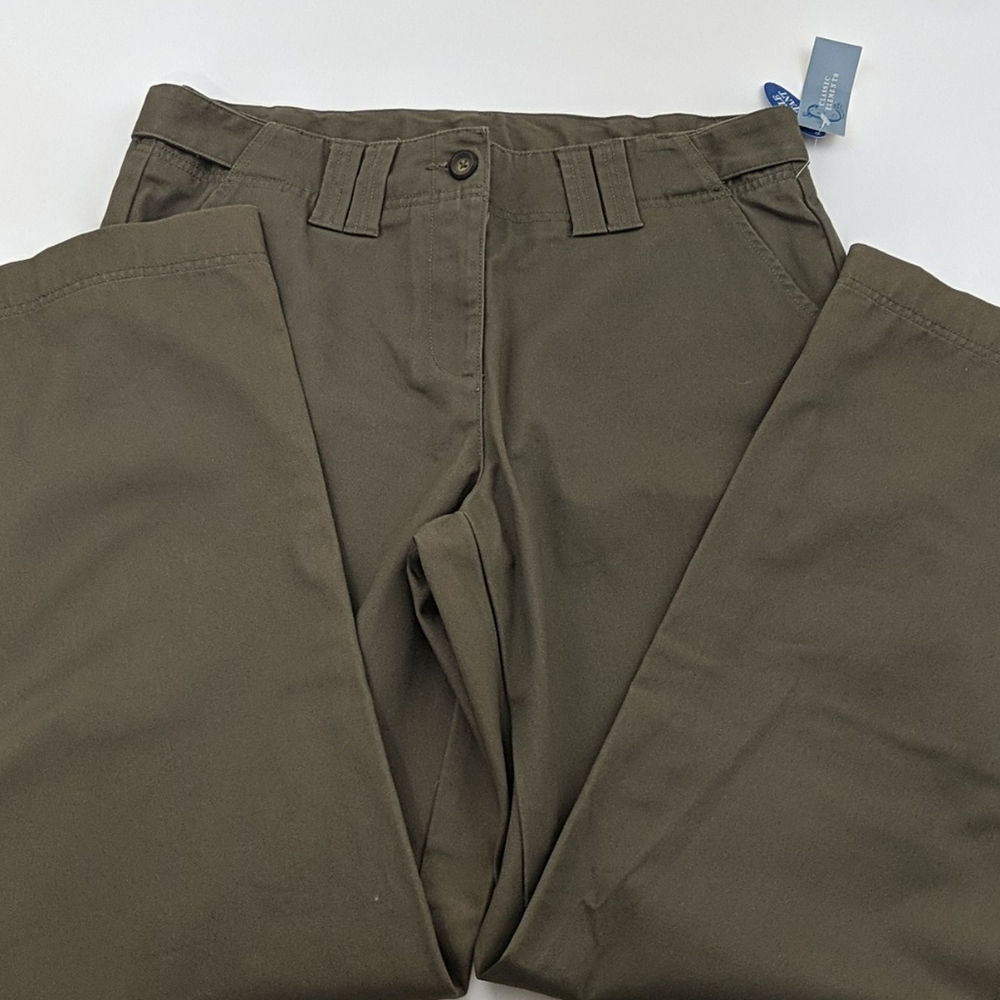 Classic elements flat front green pants